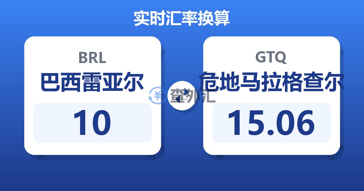 10巴西雷亚尔兑危地马拉格查尔