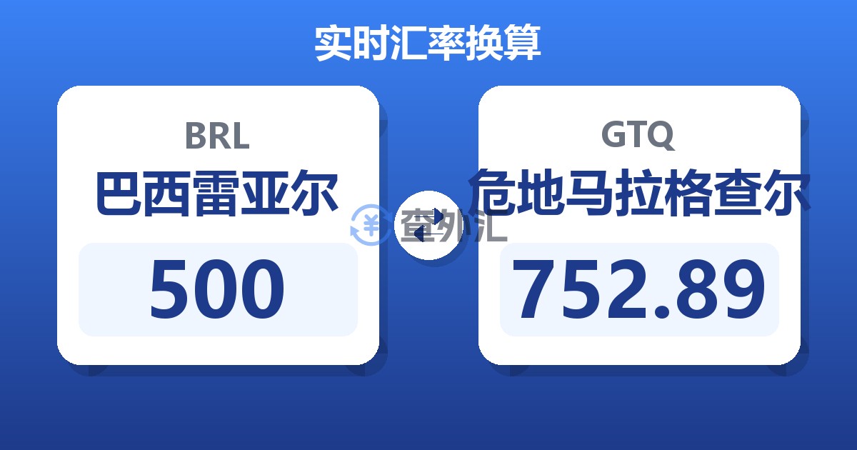 500巴西雷亚尔兑危地马拉格查尔