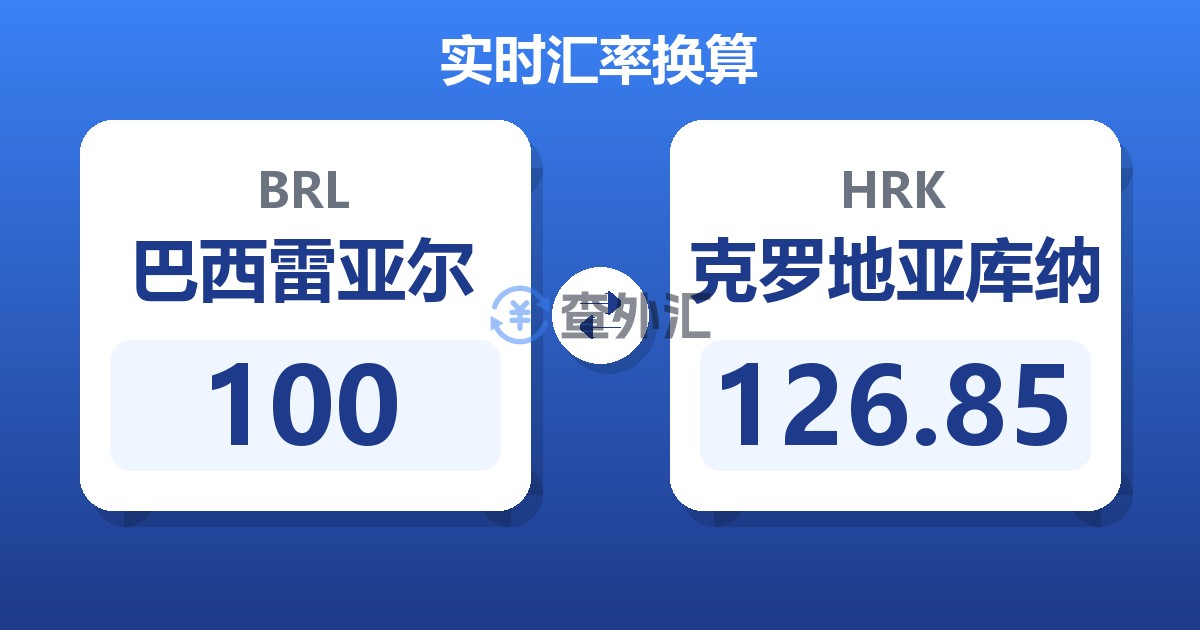 100巴西雷亚尔兑克罗地亚库纳