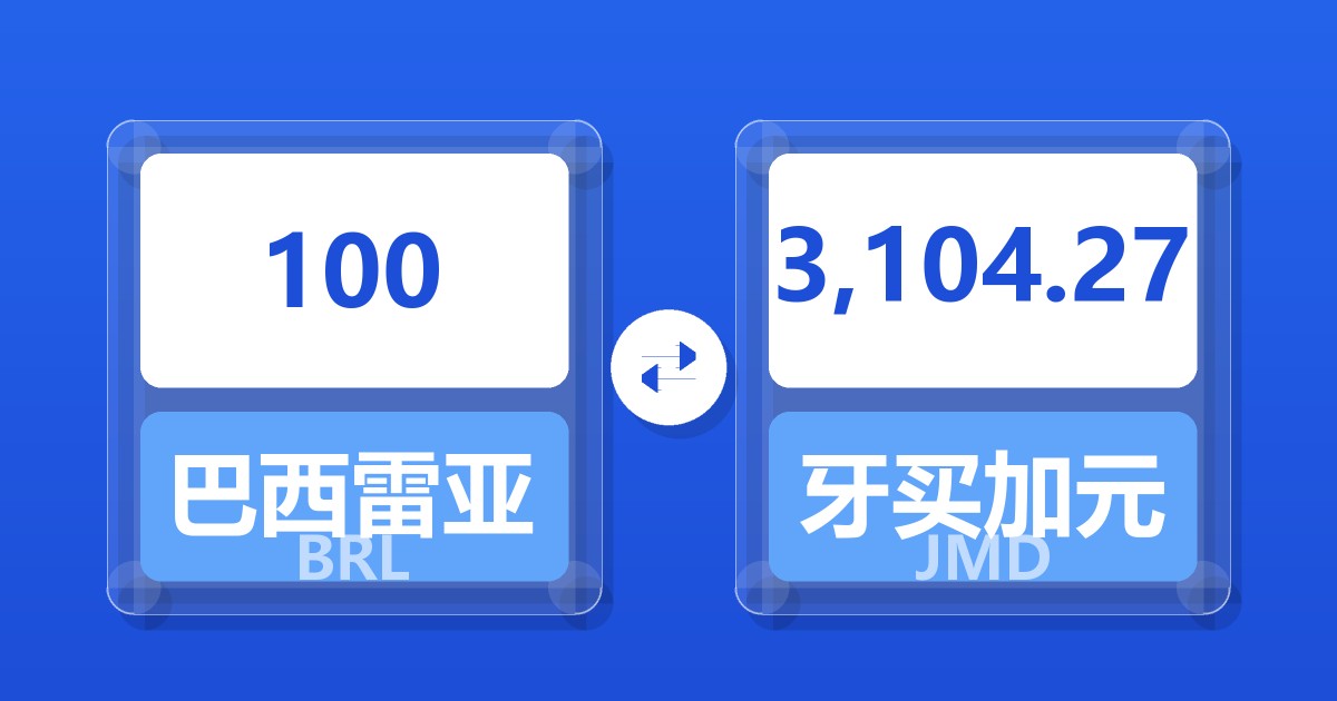 100巴西雷亚尔兑牙买加元