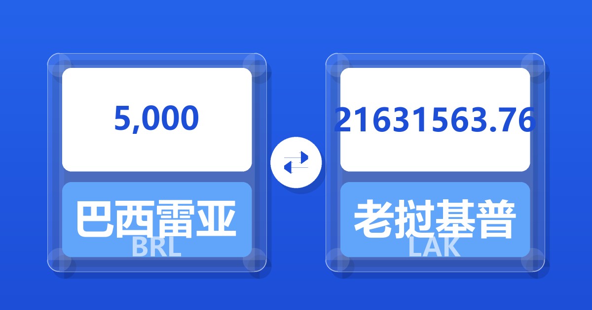 5,000巴西雷亚尔兑老挝基普