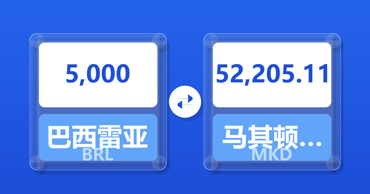 5,000巴西雷亚尔兑马其顿第纳尔