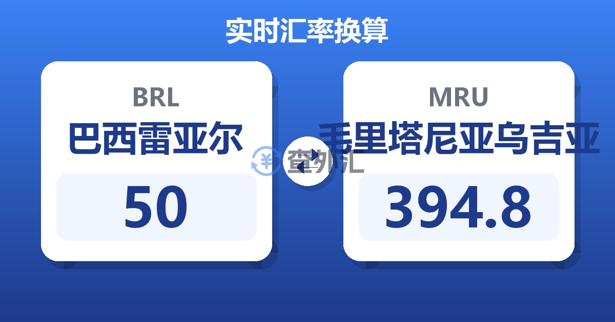 50巴西雷亚尔兑毛里塔尼亚乌吉亚