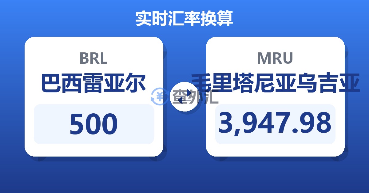 500巴西雷亚尔兑毛里塔尼亚乌吉亚