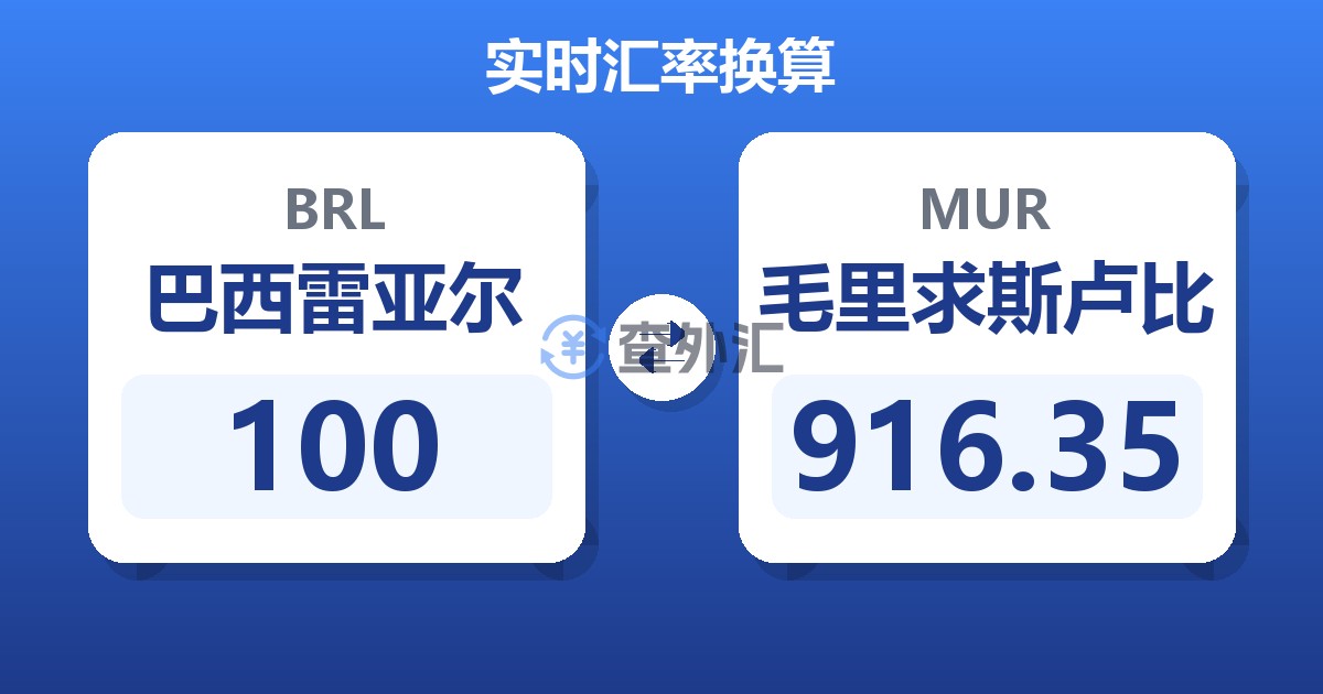 100巴西雷亚尔兑毛里求斯卢比
