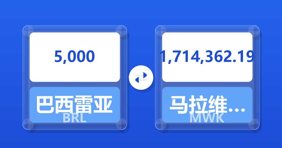 5,000巴西雷亚尔兑马拉维克瓦查