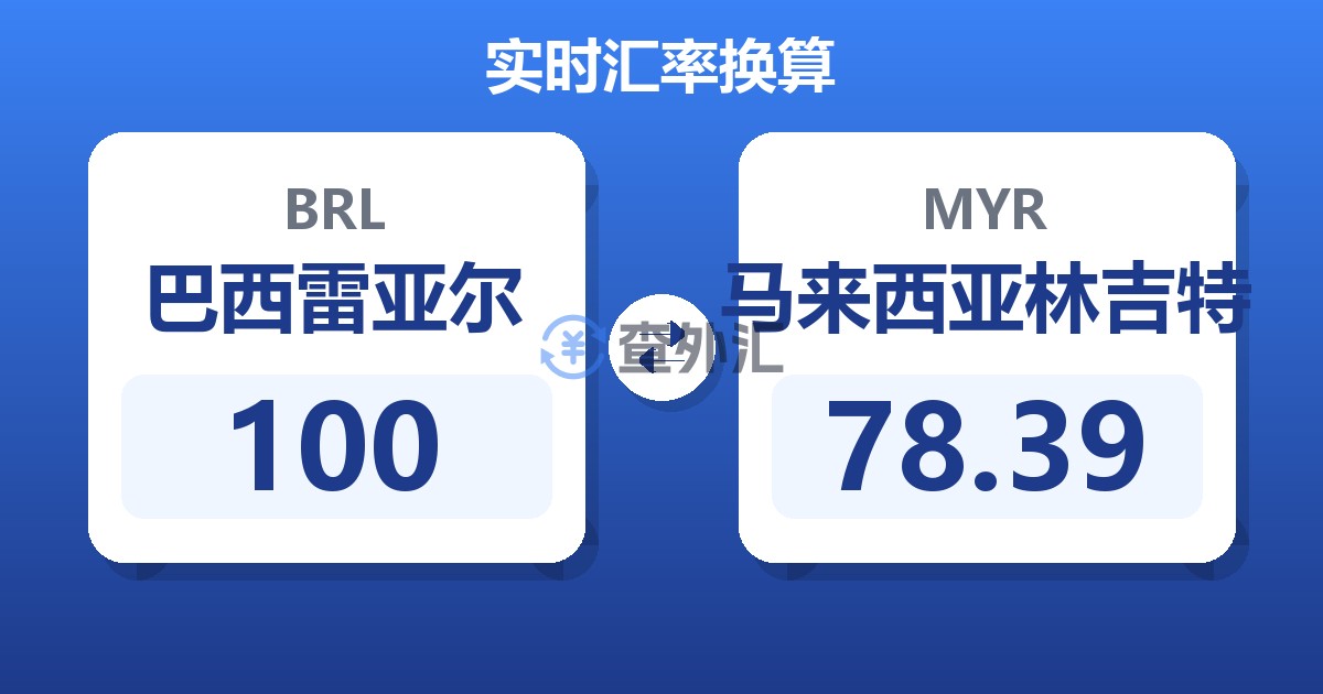 100巴西雷亚尔兑马来西亚林吉特