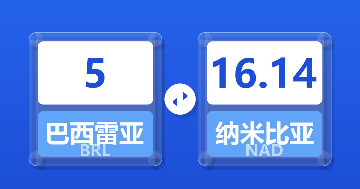 5巴西雷亚尔兑纳米比亚元