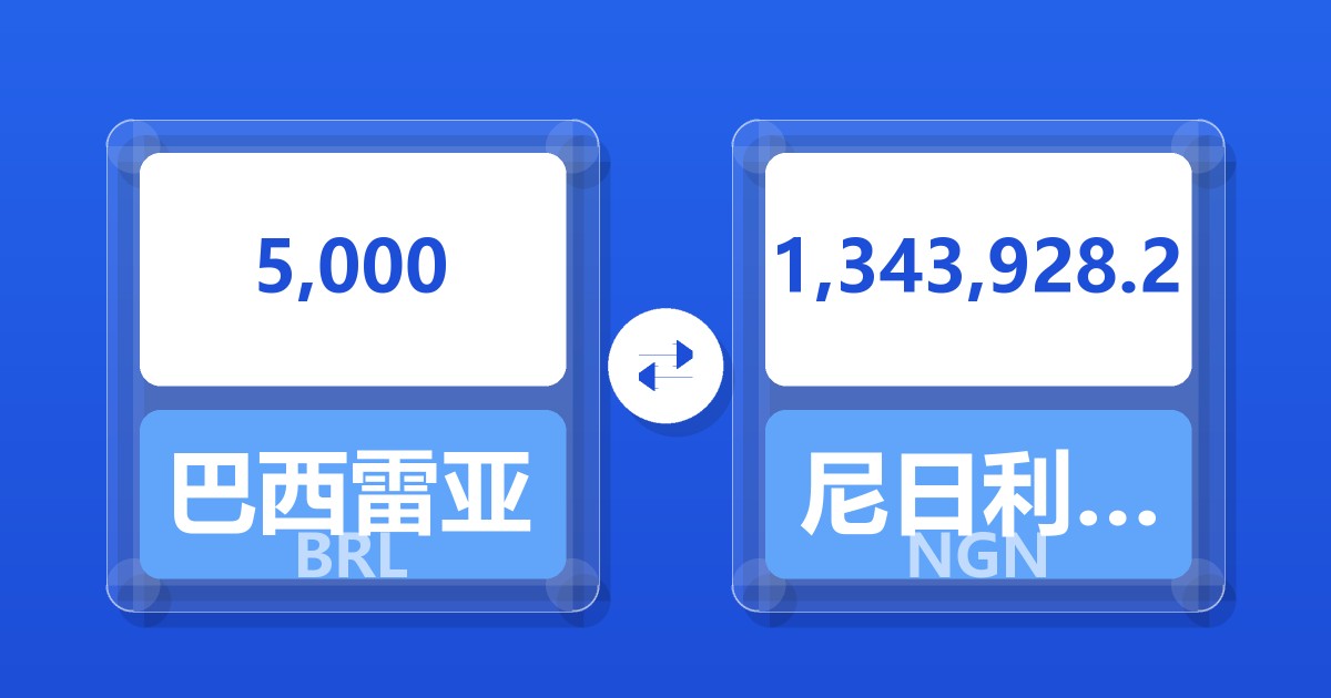 5,000巴西雷亚尔兑尼日利亚奈拉