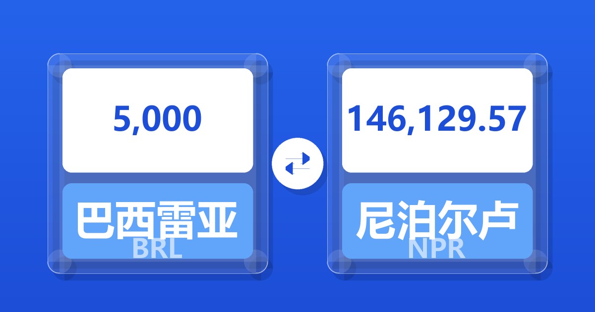 5,000巴西雷亚尔兑尼泊尔卢比