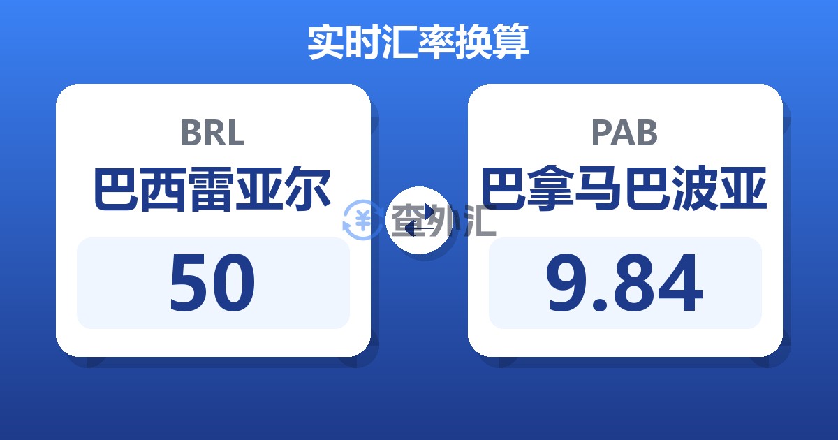 50巴西雷亚尔兑巴拿马巴波亚