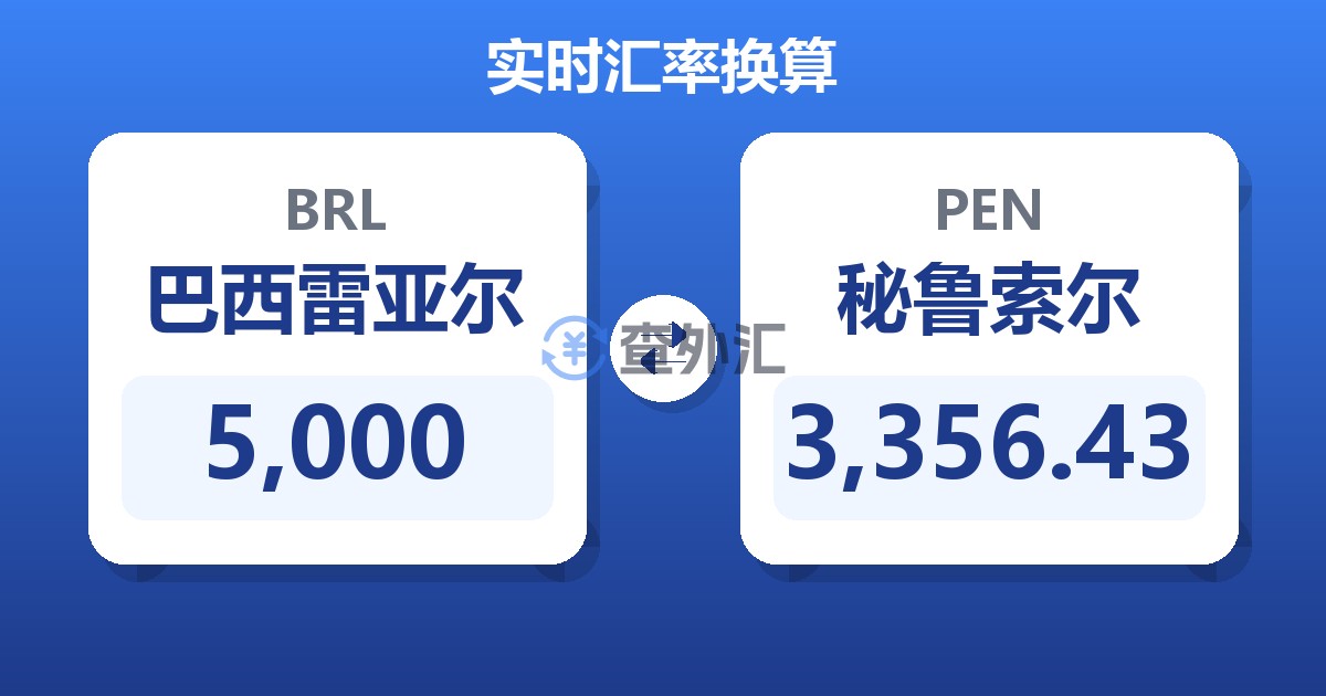 5,000巴西雷亚尔兑秘鲁索尔