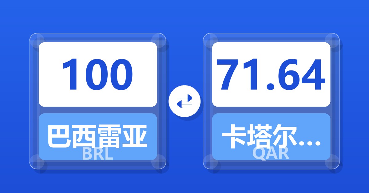 100巴西雷亚尔兑卡塔尔里亚尔