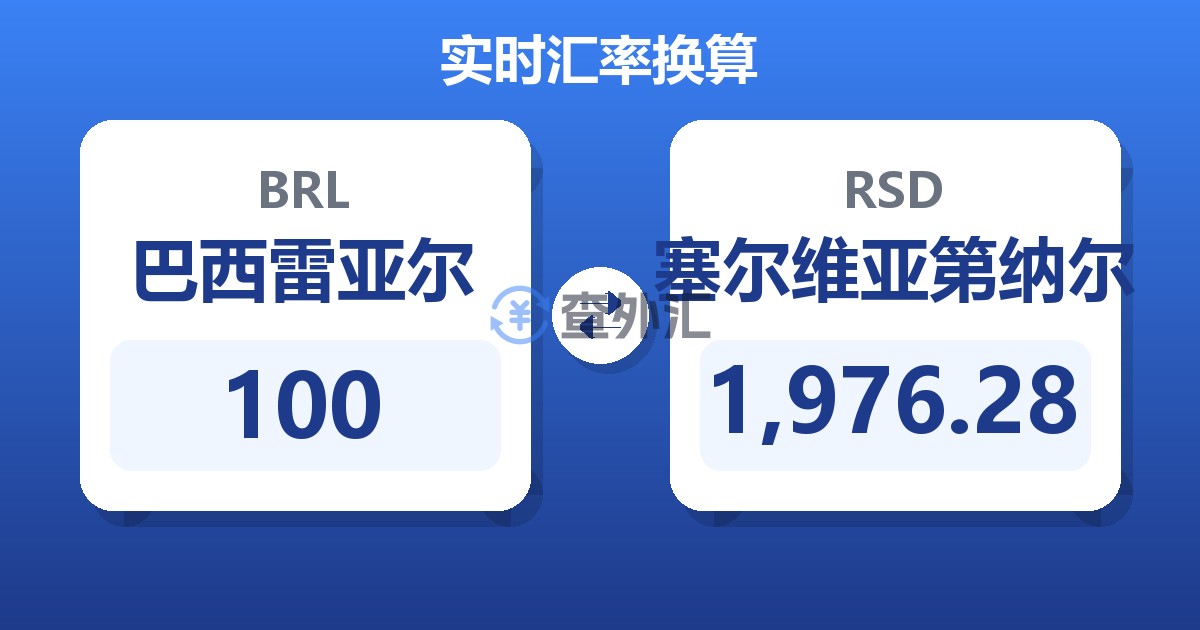 100巴西雷亚尔兑塞尔维亚第纳尔