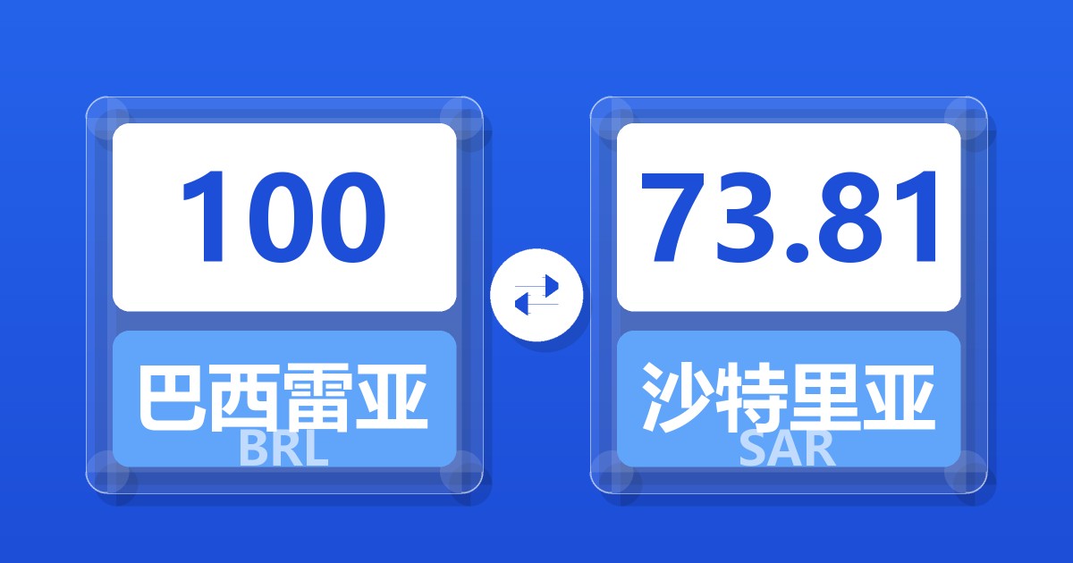 100巴西雷亚尔兑沙特里亚尔
