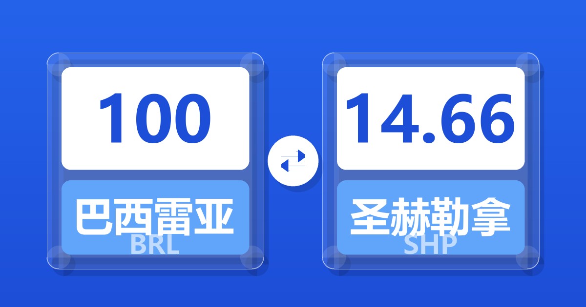 100巴西雷亚尔兑圣赫勒拿镑