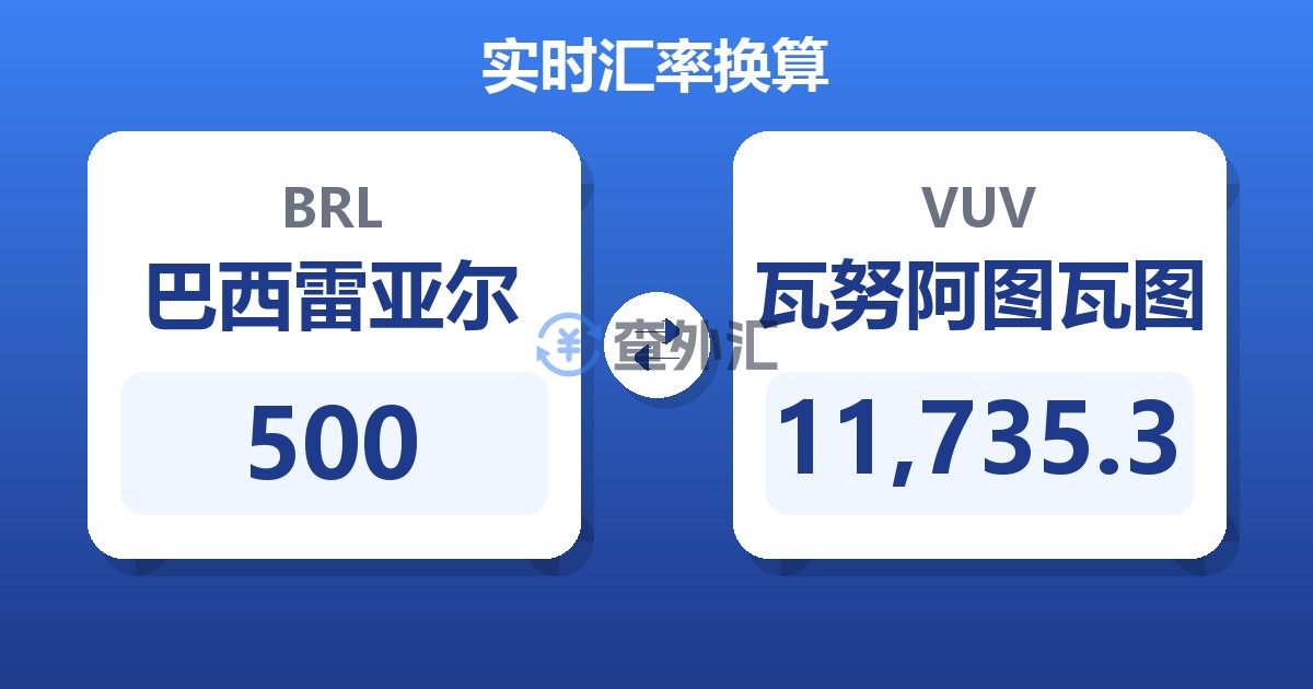 500巴西雷亚尔兑瓦努阿图瓦图