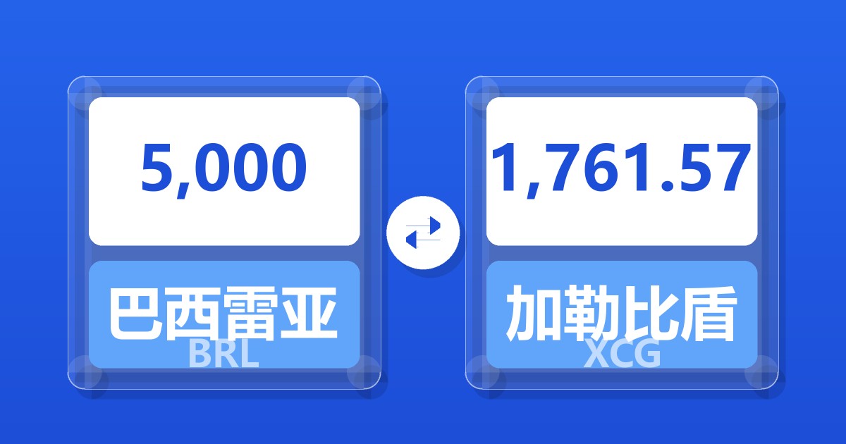 5,000巴西雷亚尔兑加勒比盾