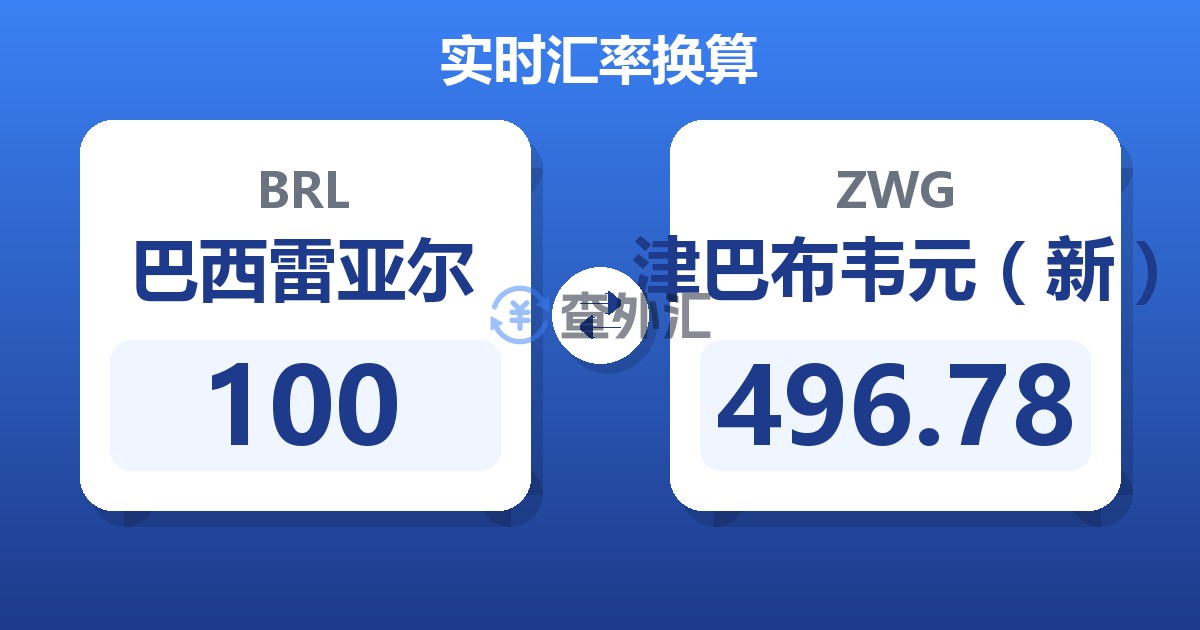 100巴西雷亚尔兑津巴布韦元（新）