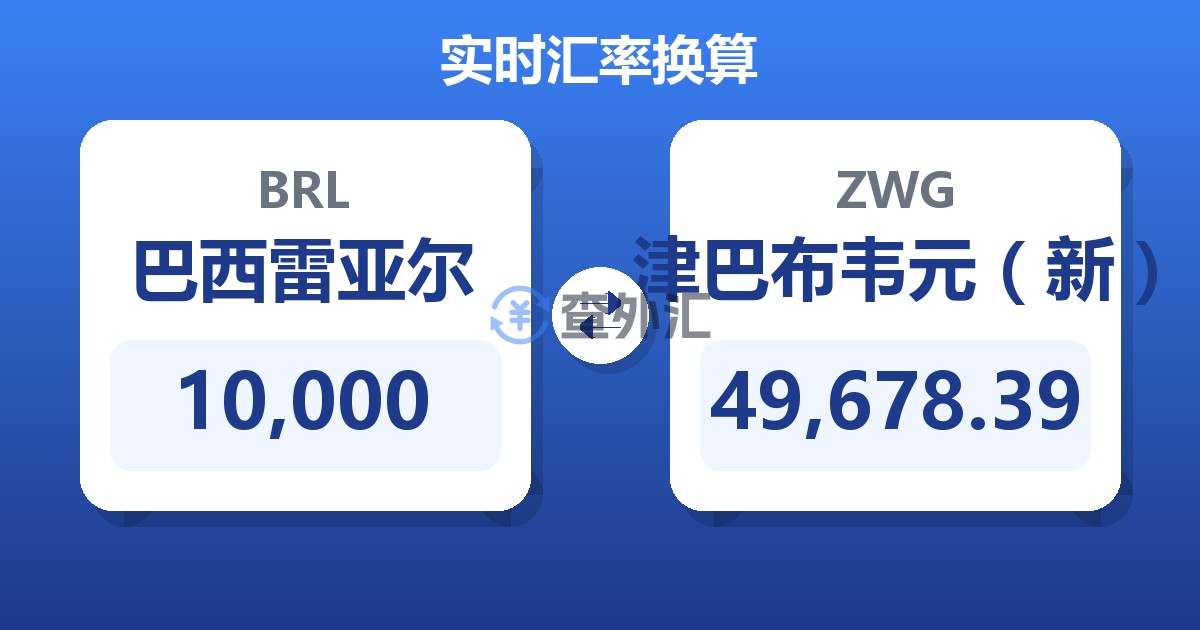 10,000巴西雷亚尔兑津巴布韦元（新）