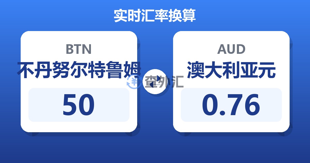 50不丹努尔特鲁姆兑澳大利亚元