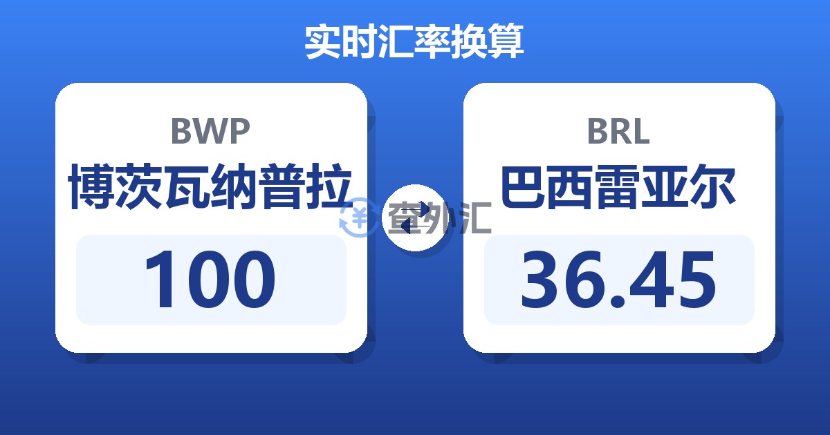 100博茨瓦纳普拉兑巴西雷亚尔