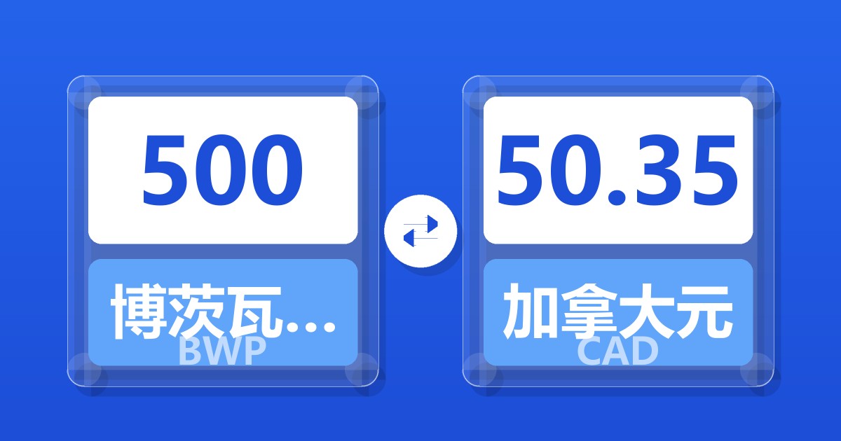 500博茨瓦纳普拉兑加拿大元
