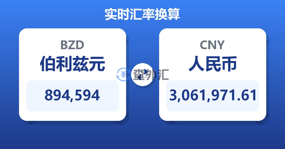 894,594伯利兹元兑人民币