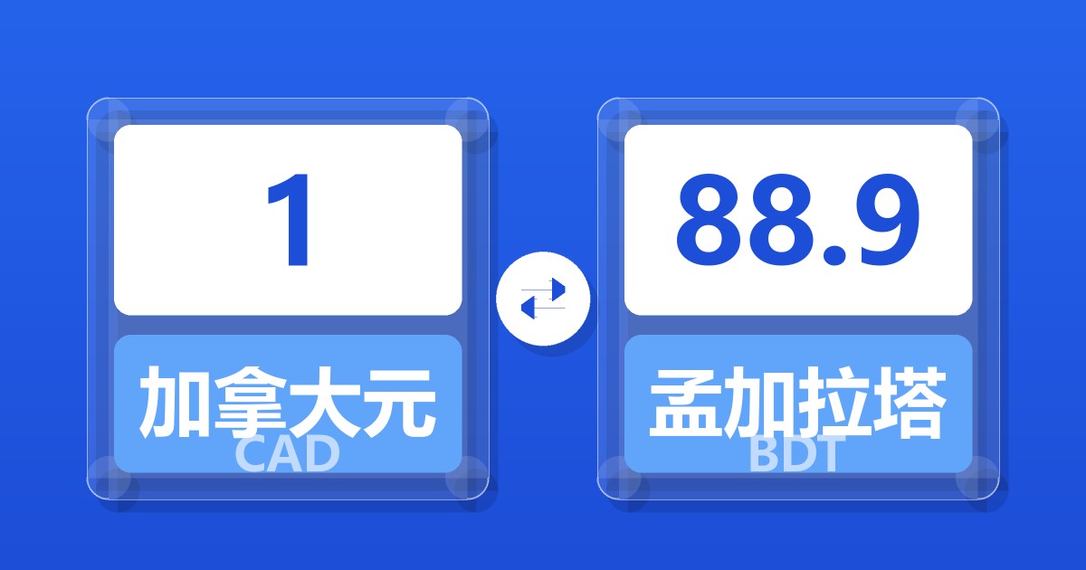 1加拿大元兑孟加拉塔卡