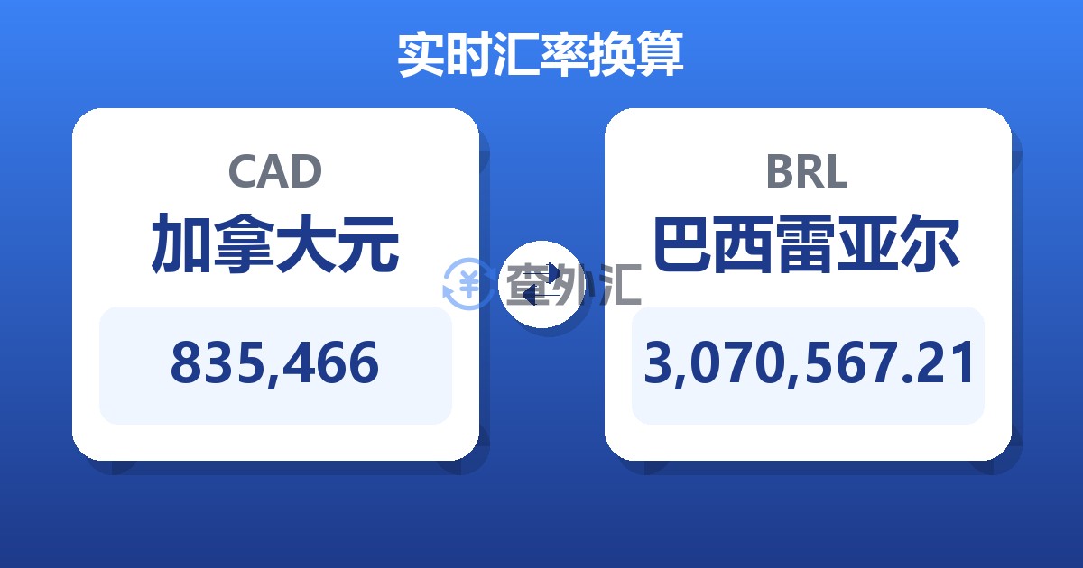 835,466加拿大元兑巴西雷亚尔