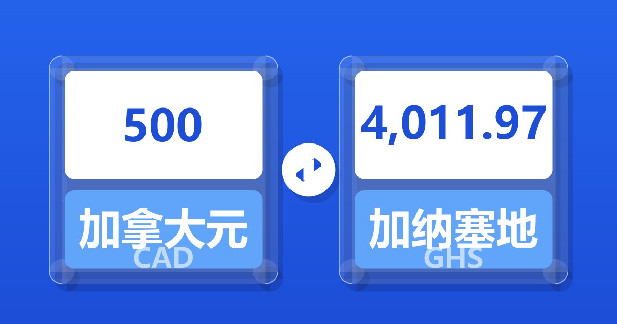 500加拿大元兑加纳塞地