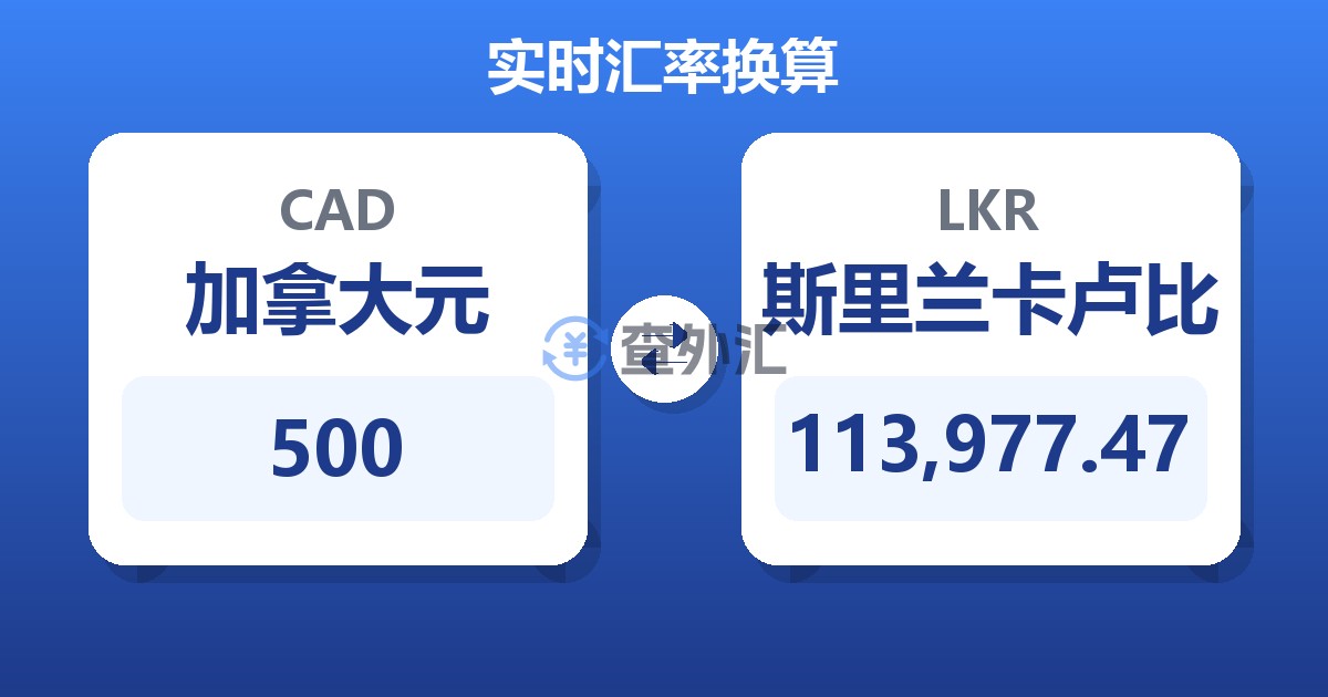 500加拿大元兑斯里兰卡卢比