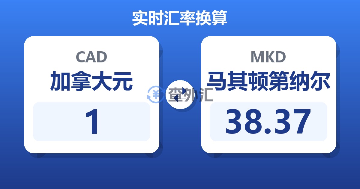 1加拿大元兑马其顿第纳尔