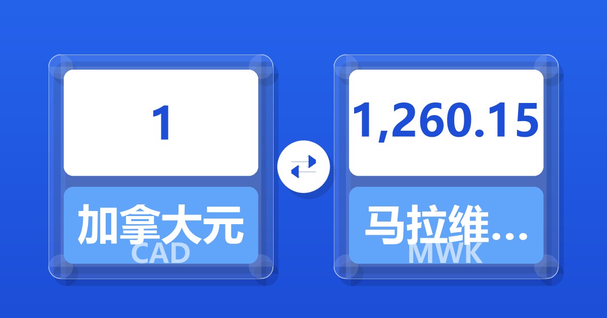 1加拿大元兑马拉维克瓦查