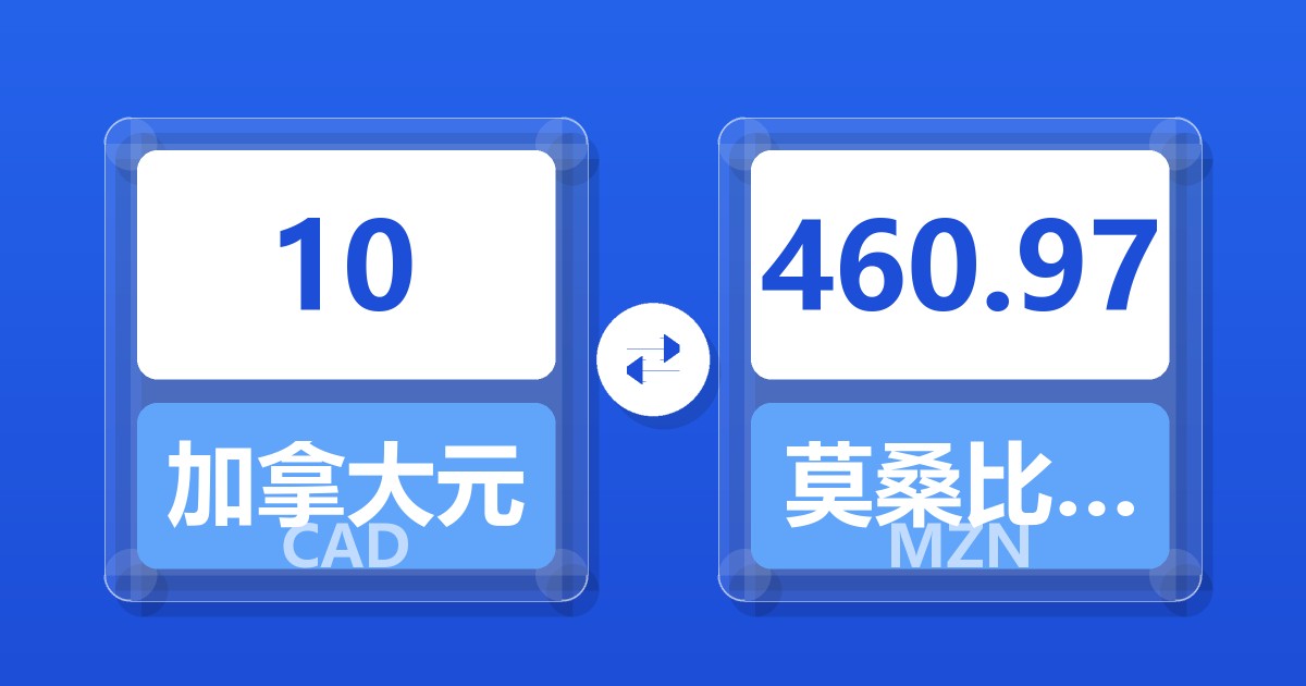 10加拿大元兑莫桑比克梅蒂卡尔