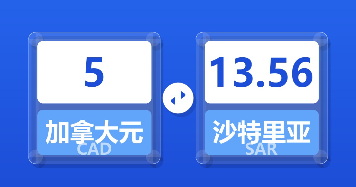 5加拿大元兑沙特里亚尔