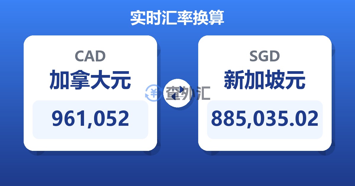 961,052加拿大元兑新加坡元