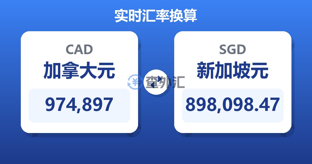 974,897加拿大元兑新加坡元