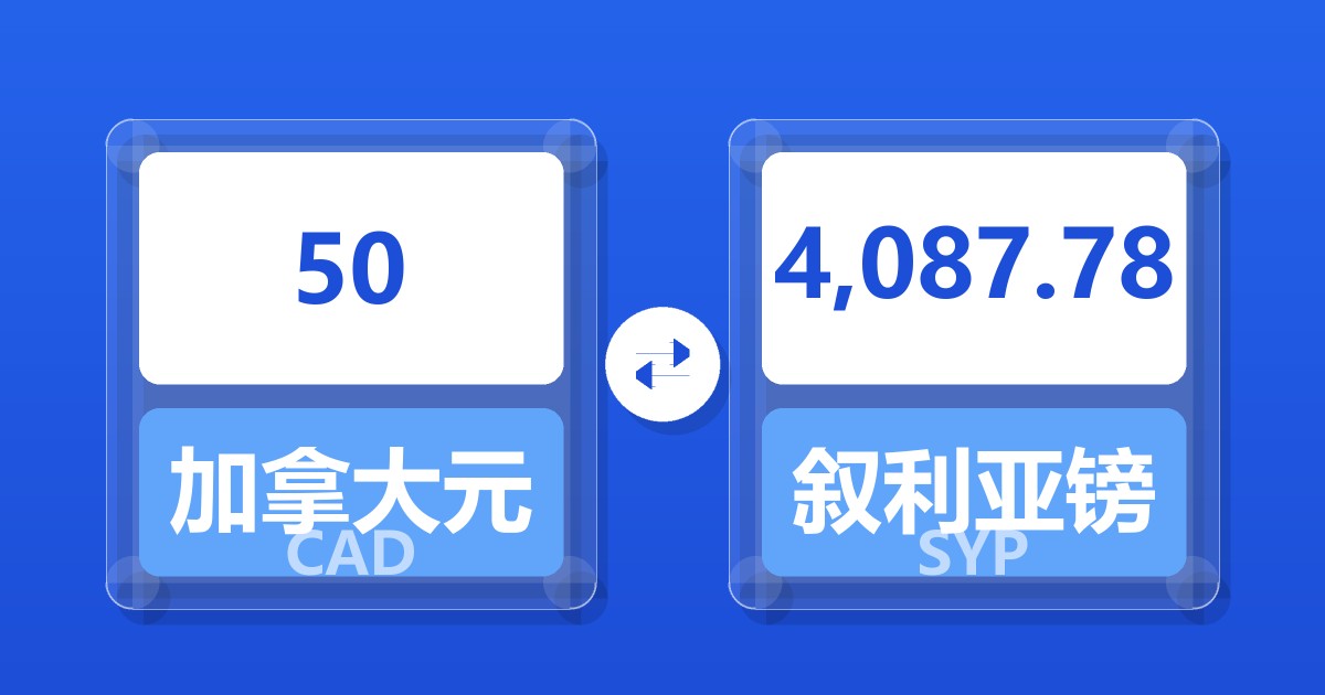 50加拿大元兑叙利亚镑