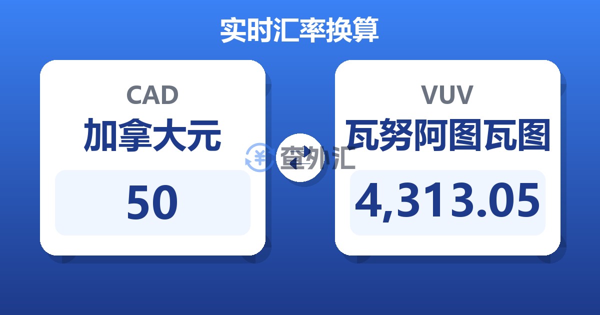 50加拿大元兑瓦努阿图瓦图