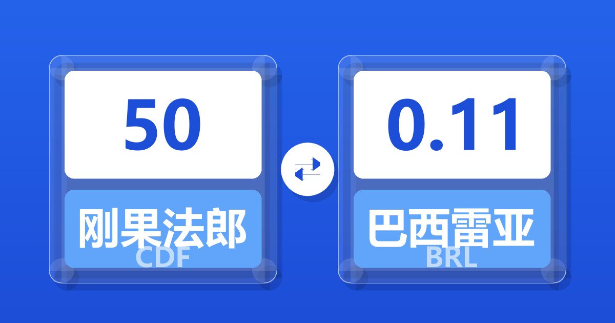 50刚果法郎兑巴西雷亚尔