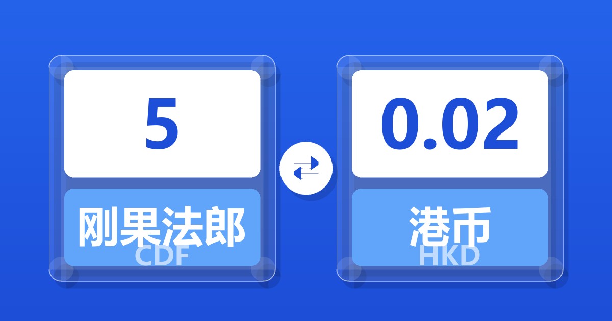 5刚果法郎兑港币