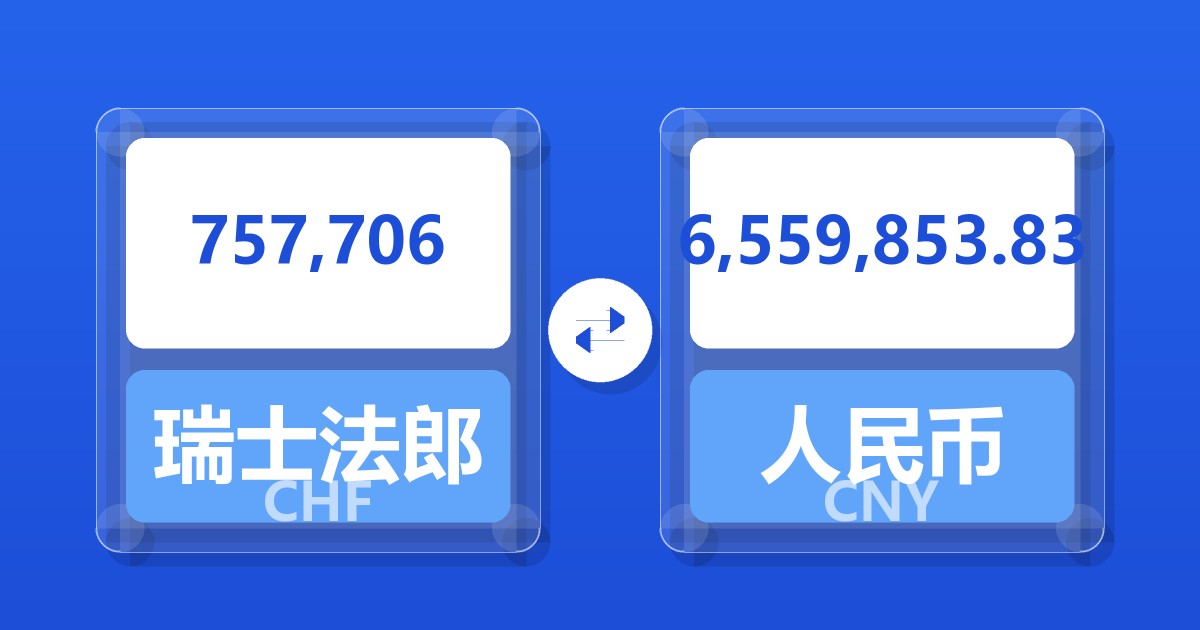 757,706瑞士法郎兑人民币