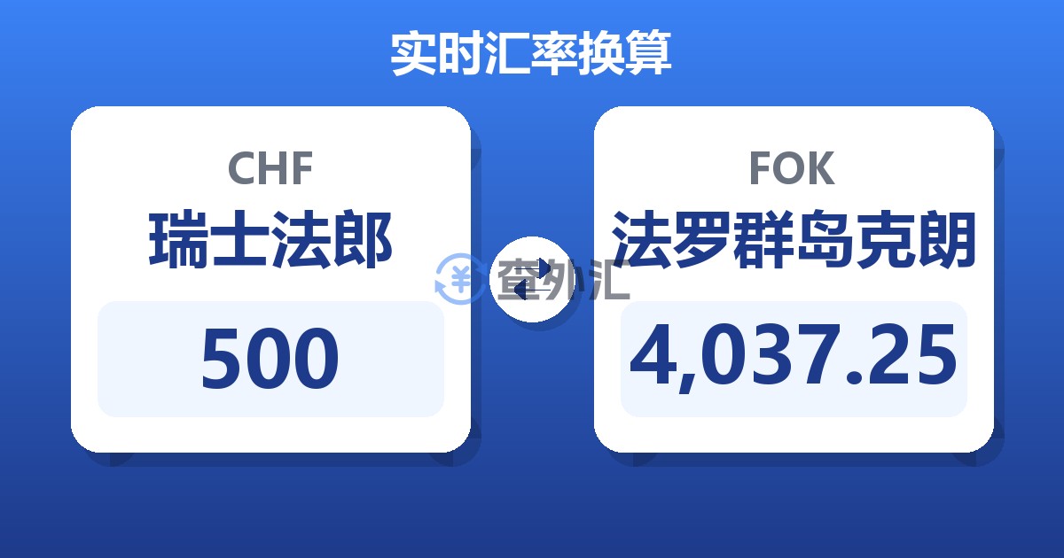500瑞士法郎兑法罗群岛克朗