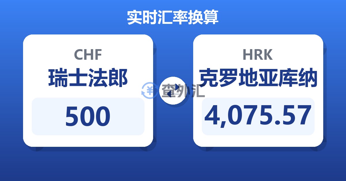 500瑞士法郎兑克罗地亚库纳