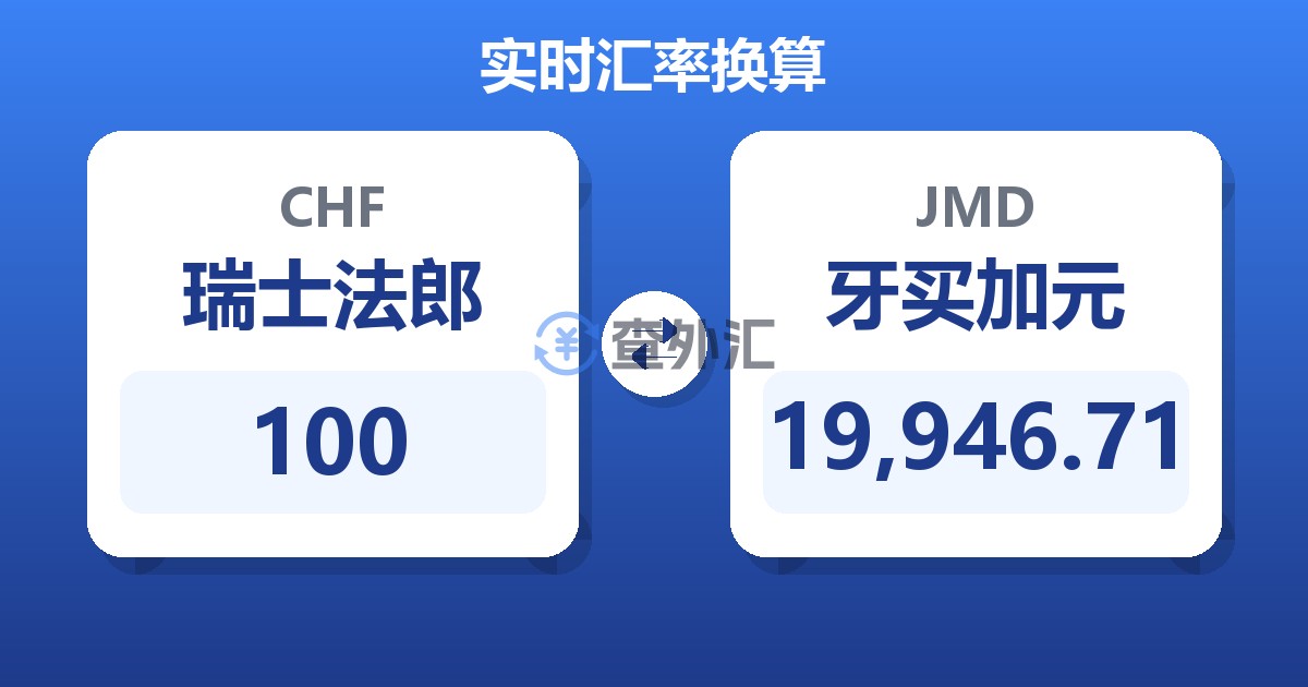 100瑞士法郎兑牙买加元