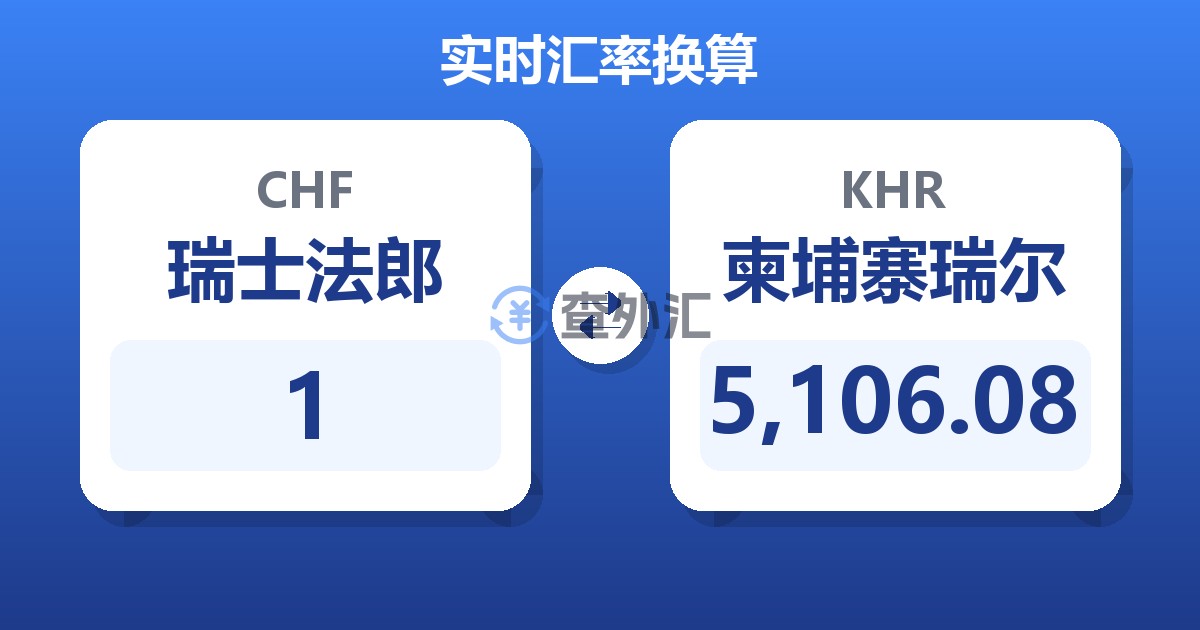 1瑞士法郎兑柬埔寨瑞尔