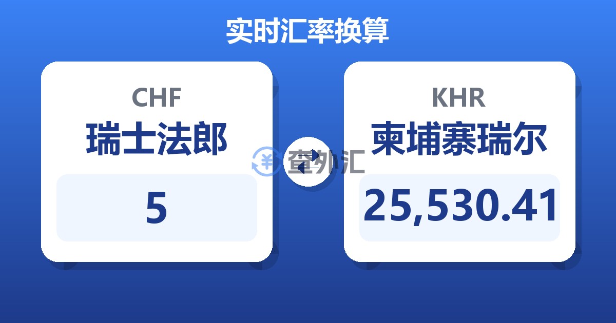 5瑞士法郎兑柬埔寨瑞尔