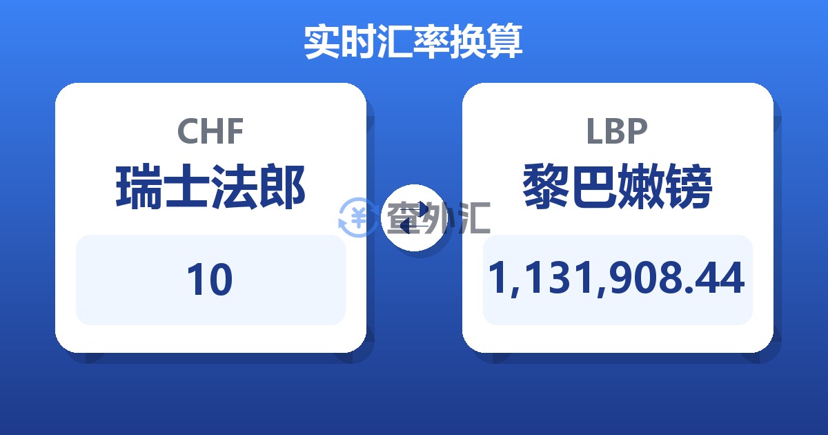 10瑞士法郎兑黎巴嫩镑
