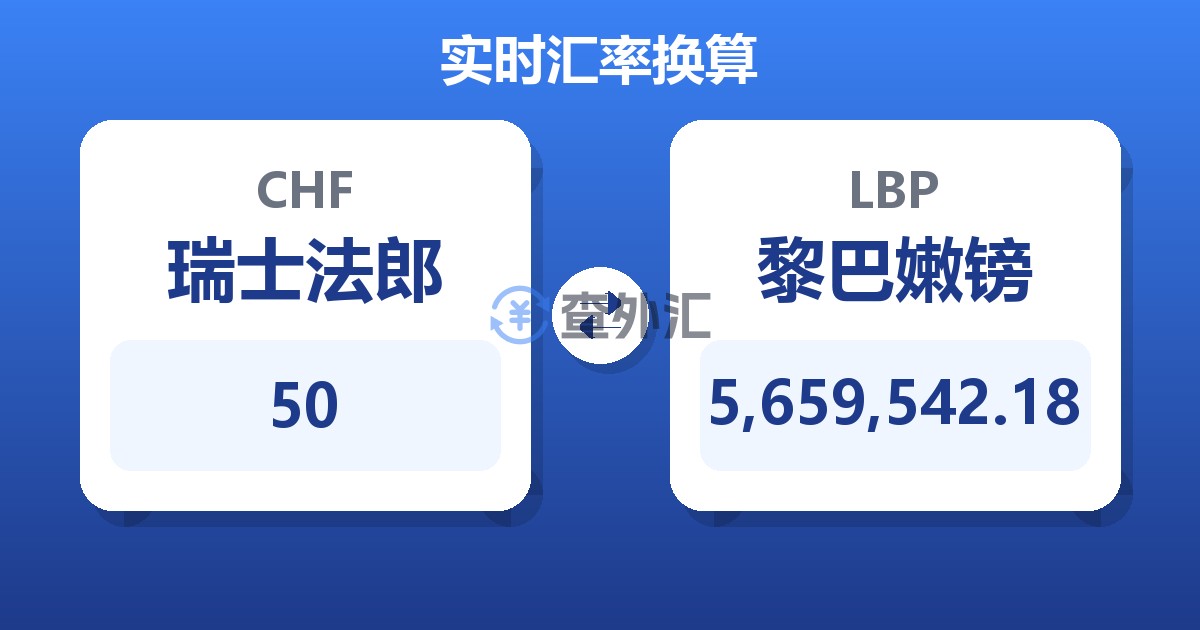 50瑞士法郎兑黎巴嫩镑